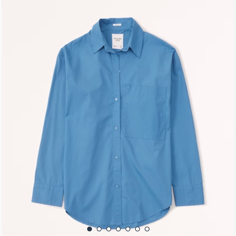 Abercrombie & Fitch Blue Oversized Poplin Button Down Top Size Small